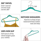 VECELO Premium Velvet Clothes Hangers Suit Heavy Duty (50 Pack)-Non Slip & Space-Saving with 6 Finger Clips & 2Tie Rack Excellent for Men and Women,Light Teal - Image 4