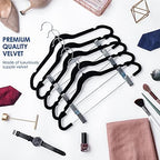 TIMMY 30 Pack Velvet Pants Hangers with Adjustable Clips, Black, Non-Slip - Image 6