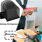 Desktop File Organizers 2 Pack Inclined Document Holders 5 Section Office Supplies Mesh Vertical File Sorters Metal File Storages (2) - Image 6