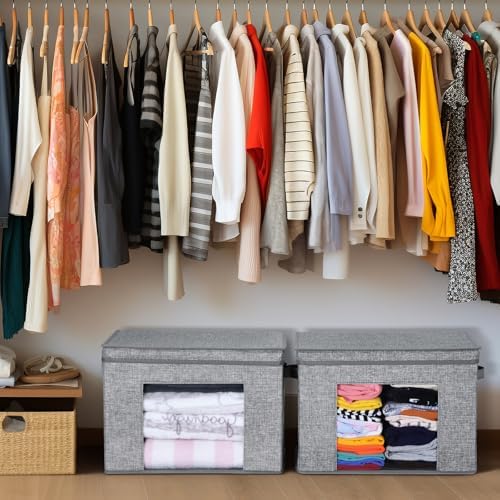 Univivi Fabric Storage Bins with Lids for Closet, 4 Pack, Grey Pattern - Image 6