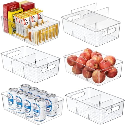 Mpotmiy 6-Pack Pantry Organizers and Storage, Clear Fridge Organizer Bins by Mpotmiy
