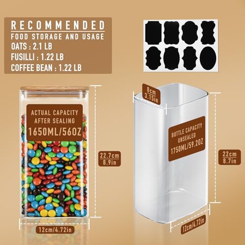 D2scrma 56oz/1.8Qt Rectangle Glass Storage Containers with Lids 3-Pack - Image 2