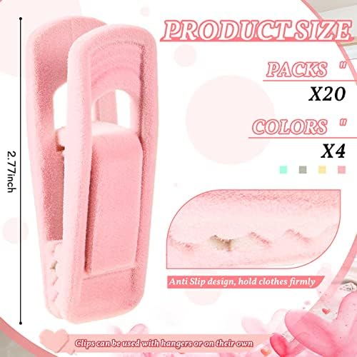 Tessco for you 20 Pcs Velvet Clothes Hangers with Clips Non Slip Multicolor - Image 3