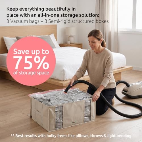 Compactor XXL 3 Vacuum Storage Bag & 3 Semi-Rigid Box, Closet Organizer, 210L - Image 2