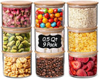 ComSaf Glass Storage Containers with Lids 0.5 Qt, 9 Pack Small Glass Jars by ComSaf