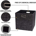 Posprica Collapsible Storage Cubes,11×11 Heavy Duty Fabric Stroage Basket Bins, 4pcs,Black - Image 2