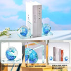 Glass Book Ends with Deep Ocean Blue Crystal Sea Wave Ball, Set of 2 - Image 5