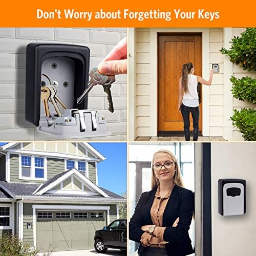 Key Lock Box Wall Mounted, Fayleeko 4 Digit Combination Lockbox for Outside, House Keys - 5 Keys Capacity, Key Safe Security Storage Lock Box for Indoor, Outdoor, Garage, Garden, Store (Grey, 2Pack) - Image 2