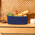 MiniArk Small Storage Baskets for Organizing | Closet Organizer Bins | Shelf Toy Basket | Woven Rope Baskets | Cube Decorative Box | Shallow Basket | 13x8.5x5.1” | 3 Packs Navy Blue - Image 5