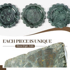 Koville 5.51" Scalloped Marble Tray, Round Stone Jewelry Trinket Dish for Ring, Natural Small Marble Tray for Bathroom Kitchen Dresser Countertop, Decorative Candle Tray(Green) - Image 3