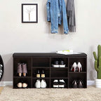 VASAGLE Shoe Bench with Cushion, 10 Compartments, 11.8 x 40.9 x 18.9 Inches - Image 2