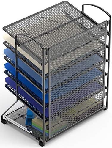 Simple Houseware 2 Packs 6-Tier Desk Organizer & Sliding Paper Tray, Black - Image 3