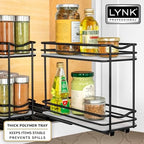 LYNK PROFESSIONAL® Pull Out Spice Organization for Cabinets - 4-3/8 inch Wide – Spice Rack for Inside Cabinets, Slide Out Spice Rack Organizer for cabinet – Pull Out Spice Rack, Sliding 2 Tier Black - Image 3