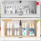 Yieach 4 Pack Under Sink Organizers and Storage,Clear Acrylic Bathroom Organizer and Cabinet Organization for Makeup,Medicine,Two Tier Pull Out Cabinet Organizer Drawers for Pantry,Vanity Storage Bins - Image 4