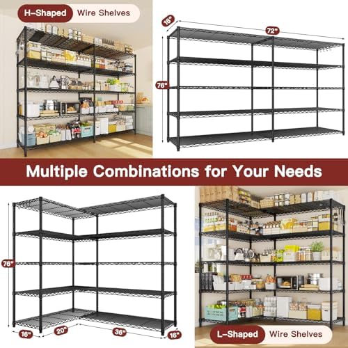 PrimeZone Corner Shelving l Shaped Wire Shelf Pantry Shelves Garage Storage - Image 3