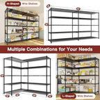 PrimeZone Corner Shelving l Shaped Wire Shelf Pantry Shelves Garage Storage - Image 3