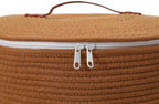 16"x20" Extra Large Cotton Rope Basket with Zipper Lid, Woven Laundry Hamper and Blanket Storage Basket, Round Clothes Bin for Living Room Bedroom, Rust Brown - Image 2