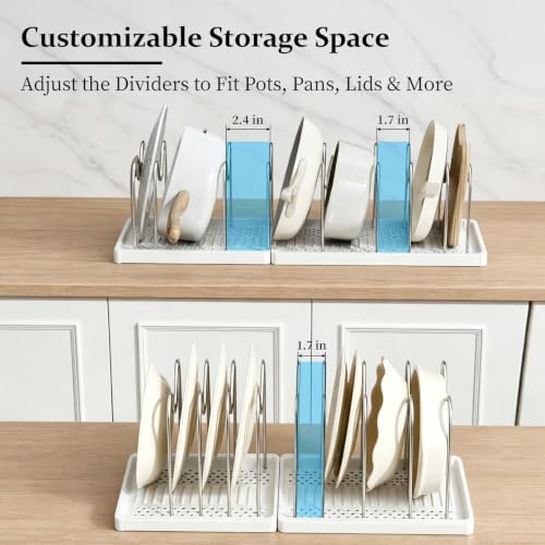 2 Pack Expandable Pots and Pans Organizer Under Cabinet, Foldable Kitchen Cabinet Organizer with 12 Adjustable Dividers, 31" Cookware Rack for Pots, Pans, Pot Lids, Cutting Boards & Bakeware - Image 7
