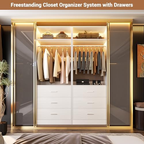 Besiost Closet Systems with 6 Wood Drawers, Closet System Set of 2 - Image 2