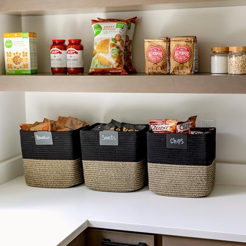 NaturalCozy 13 Inch Cube Storage Bins Cotton Rope Woven Baskets for Organizing 3-Pack | 13 x 13 Storage Cubes | Fabric Square Storage Baskets for Shelves Organizer, Kids Toy Bins, Closet Baby Nursery - Image 4