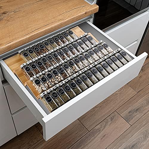 Mulush Bamboo Spice Rack Tray - Spice Drawer Organizer for Kitchen Cabinets Storage and Organization (Jars Not Included, 8 Individual Pieces, Not Adjustable) - Image 6