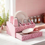 Marsui Wood Paper Plate Dispenser for Countertop, Pink - Image 4