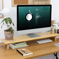 Bamboo Dual Monitor Stand Riser, Natural Desk Shelf with Storage by Rocdeer