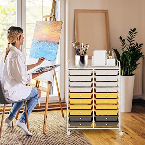 COSTWAY 20-Drawer Rolling Storage Cart, Utility Storage Organizer Cart - Image 2