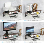 TEAMIX Corner Monitor Stand with Drawer and Phone Holder, 26x12.6x5.3in - Image 6
