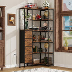 AFLUI 6-Tier Corner Bookshelf with LED and 4 Fabric Drawers - Image 6