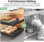 Pull Out Cabinet Organizer with Nano Adhesive, Heavy Duty Full-Extension Slide-Out Drawer for Kitchen Cabinet Organizers and Storage, No Drill Roll out Pantry Shelf, 22.4"W x 16.9"D x 3.1"H , Black - Image 3