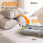 15 Pack Vacuum Storage Bags for Travel with Wireless Pump, 3 Sizes - Image 5