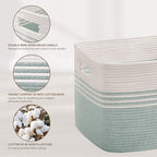 100L Extra Large Woven Laundry Basket Hamper with Handles, Green - Image 5