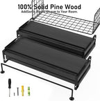 Black Wood Floating Shelves Wall Mounted - 3+1 Tier Rustic Bathroom Wall Shelves Over Toilet with Wire Storage Basket and Towel Bar, set of 4 Farmhouse Floating Shelf for Bathroom, Kitchen, Bedroom. - Image 6