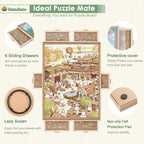 BuilderButler 1000 Pieces Rotating Puzzle Board with 6 Drawers,30.16"x22.44" Portable Wooden Jigsaw Puzzle Table with Lazy Susan Spinning Cover - Image 2
