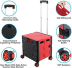 Foldable Shopping Utility Cart Portable Rolling Crate Handcart with 360°Rotate Wheel,Hidden Lid,Telescoping Handle Collapsible for Travel Shopping Moving Storage Office Use(Black/Red) - Image 6