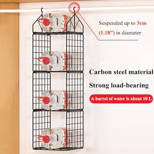 Hanging Closet Organizer, Carbon Steel 6-Shelf Storage, Black - Image 4
