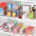 Plastic Food Storage 4 Pack Clear Container Bin with Handles for Organizing Kitchen, Pantry, Refrigerator, Freezer, Pantry, Cabinet, Closet, Bathroom. 14”x4”x5” - Image 7
