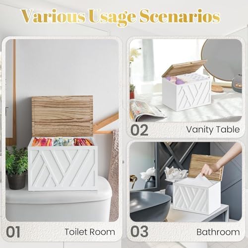Jorkol 2 PCS White Tampon Holder for Bathroom Decor, Feminine Product Organizer with Lid, Shark Week Tampon Storage, Wood Pad and Tampon Organizer for Toilet Organizer, Bathroom Accessories Box - Image 5
