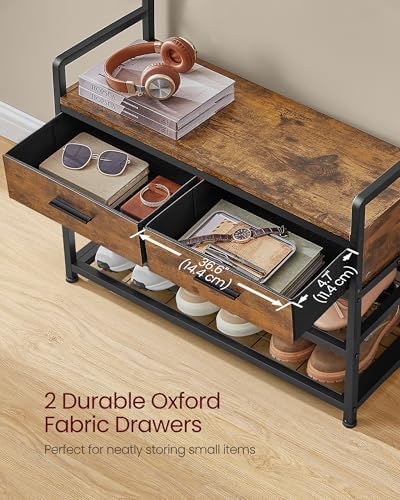 VASAGLE Hall Tree with Bench and Shoe Storage, 2 Fabric Drawers, 10 Hooks - Image 4