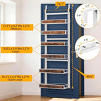8 Tier Over The Door Pantry Orangizer 2 IN 1 Wall Mounted or Hanging Spice Rack with Adjustable Wood Basket,Heavy Duty Seasoning Storage Shelf for Kitchen Pantry and Bathroom - Image 2