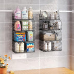 HapiRm Hanging Closet Organizer Storage - 4 Tier Metal Stackable Hanging Closet Shelves with Dividers and S Hooks, Foldable Clothes Shelves for Clothes, Pants, Shoes, Coat, Hats Clutches Accessories - Image 6