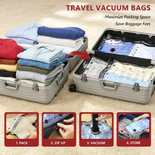 Travel Vacuum Bags for Clothing with Cordless Pump 21 Combo, Clear - Image 2