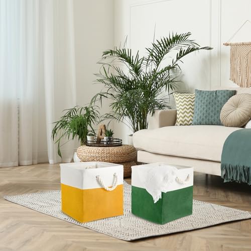 6 Pcs 13 x 13 Inch Rainbow Cube Storage Bins Fabric Square Cube Baskets - Image 6