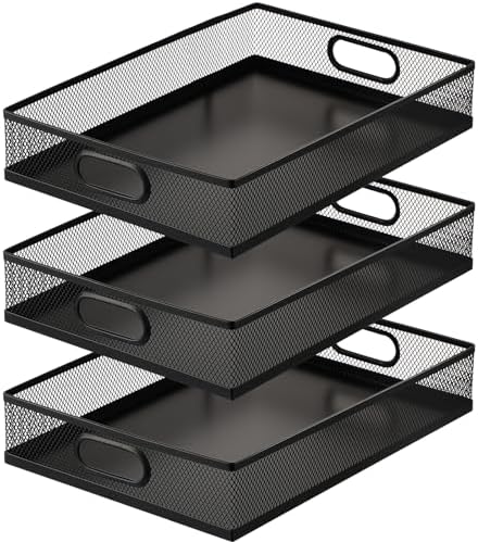 Tandefio 3 Pcs Black Desk Drawer Organizer Bulk Metal Mesh Tray by Tandefio