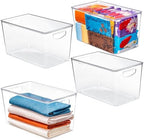 theaoo XLarge Clear Storage Bins with Lids, Stackable Containers, 4 Pack by theaoo