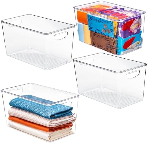 theaoo XLarge Clear Storage Bins with Lids, Stackable Containers, 4 Pack by theaoo
