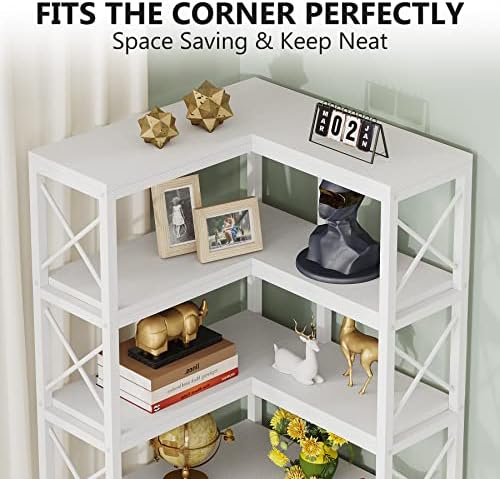 Tribesigns 7-Shelf Corner Bookshelf,Large Modern Corner Bookcase, 7-Tier Tall Corner Shelf Storage Display Rack with Metal Frame for Living Room Home Office (White) - Image 6