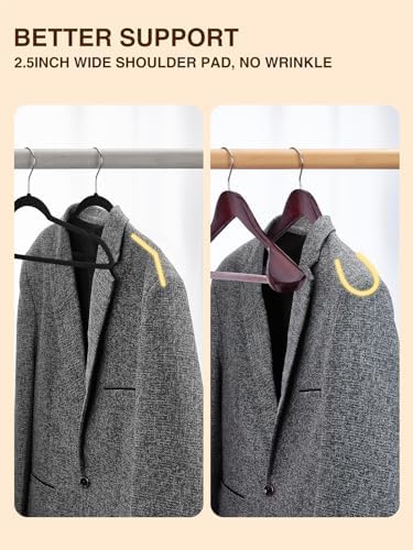 SMARTOR Suit Hangers for Men 12 Pack, Wide Shoulder Wooden Suit Hangers with Non Slip Pant Holder, Wide Hanger for Suit, Coat, Jacket, Gown, Heavy Duty Wood Suit Hanger, Cherry - Image 6