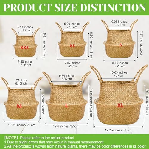 Qunclay 4 Pcs Woven Seagrass Baskets Belly Basket, M,18.46''dx8.66''h - Image 3